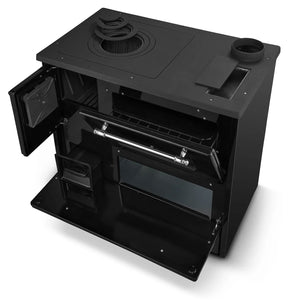 Beatrice - Stufa a legna con cucina e forno 87x51xH79 cm, colore nero