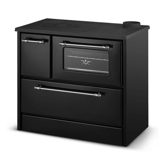 Beatrice - Stufa a legna con cucina e forno 87x51xH79 cm, colore nero