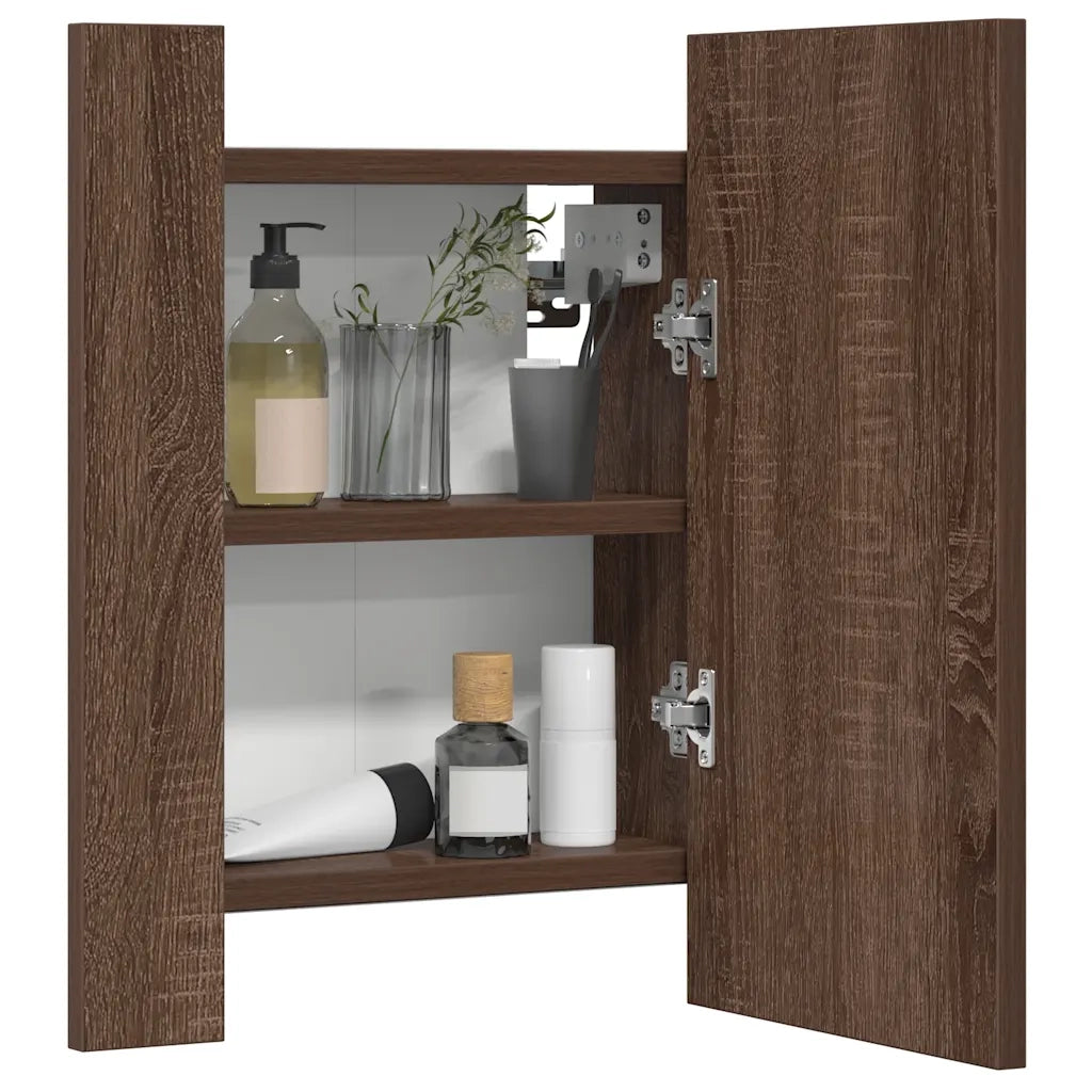 Mobile Bagno Specchio LED Rovere Marrone 40x12x45cm Multistrato 822835