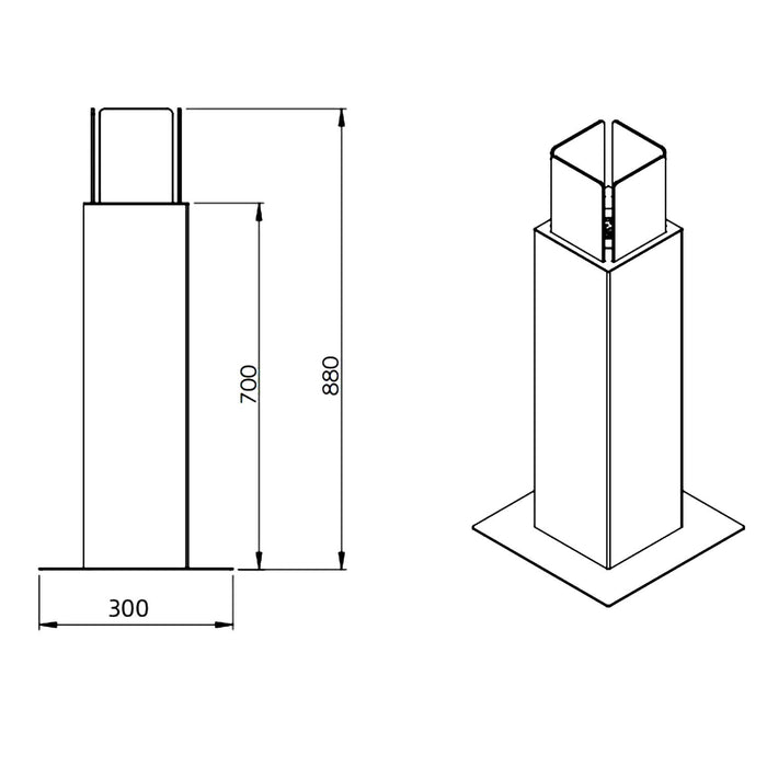 Capri - Camino a bioetanolo da esterno 20x20x70 cm, colore ruggine