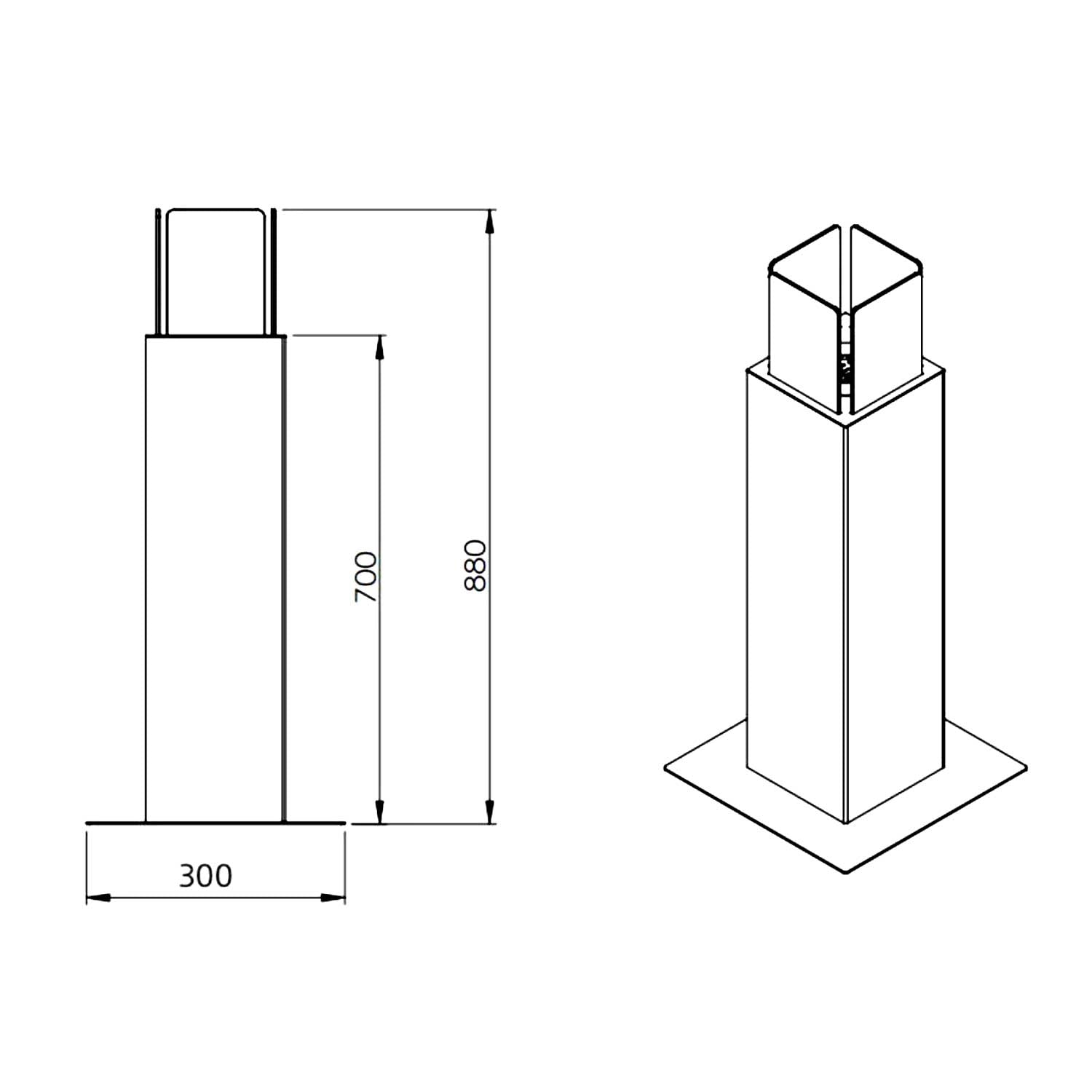 Capri - Camino a bioetanolo da esterno 20x20x70 cm, colore nero