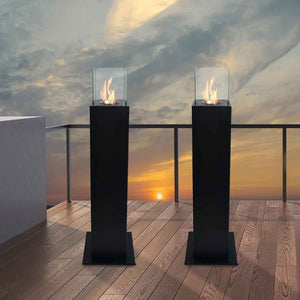 Capri - Camino a bioetanolo da esterno 20x20x110 cm, colore nero