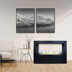 Giotto - Camino a bioetanolo da terra per interno ed esterno 100x30xH70 cm, colore nero