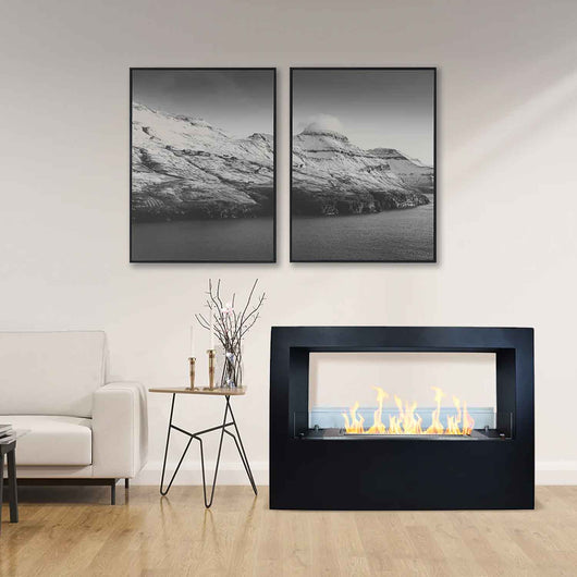 Giotto - Camino a bioetanolo da terra per interno ed esterno 100x30xH70 cm, colore nero