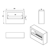 Giotto - Camino a bioetanolo da terra per interno ed esterno 100x30xH70 cm, colore nero