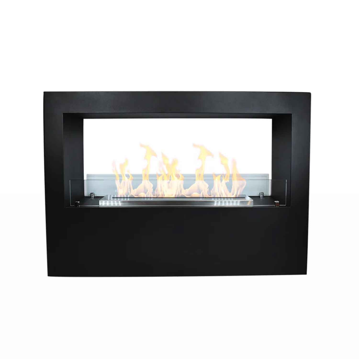 Giotto - Camino a bioetanolo da terra per interno ed esterno 100x30xH70 cm, colore nero