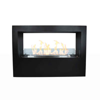Giotto - Camino a bioetanolo da terra per interno ed esterno 100x30xH70 cm, colore nero