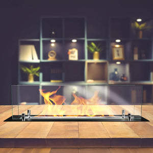 Bruciatore a bioetanolo per camino 0,7 L, in acciaio inox e vetro temperato 64,5 cm