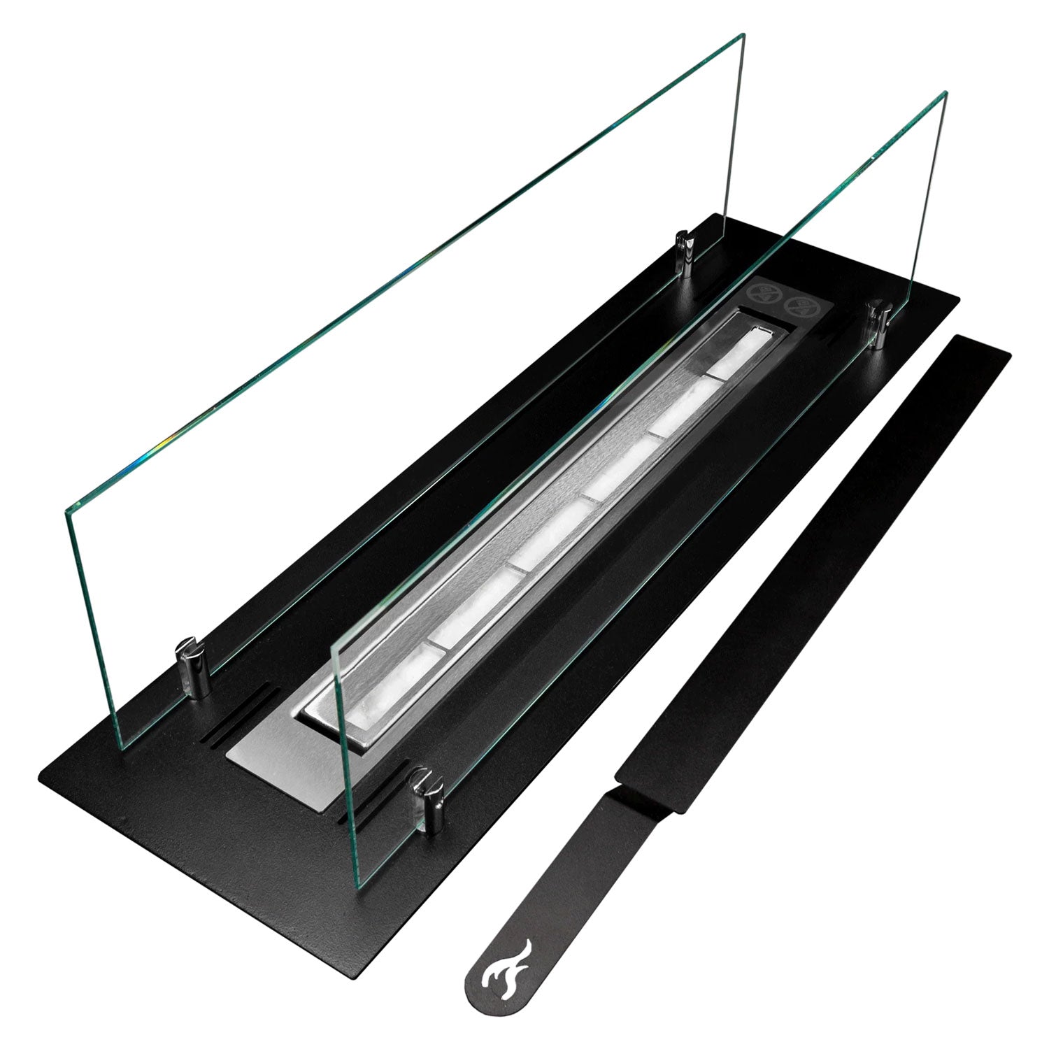 Bruciatore a bioetanolo per camino 0,7 L, in acciaio inox e vetro temperato 64,5 cm