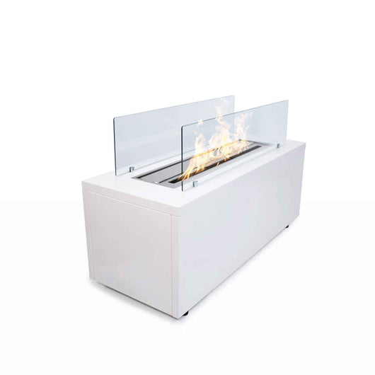 Caravaggio - Camino a bioetanolo da terra per interno ed esterno 100x40xH40 cm, colore bianco