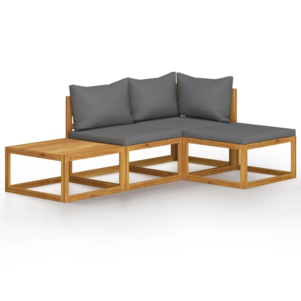 Set Divani da Giardino 4 pz con Cuscini in Massello di Acacia 3057601