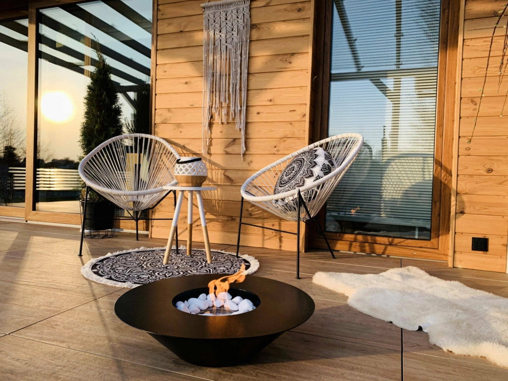 Camino a bioetanolo Arnesano, Caminetto ecologico, Focolare senza fumo, Riscaldatore ad etanolo, Made in Italy, 60x60 h15 cm, Nero