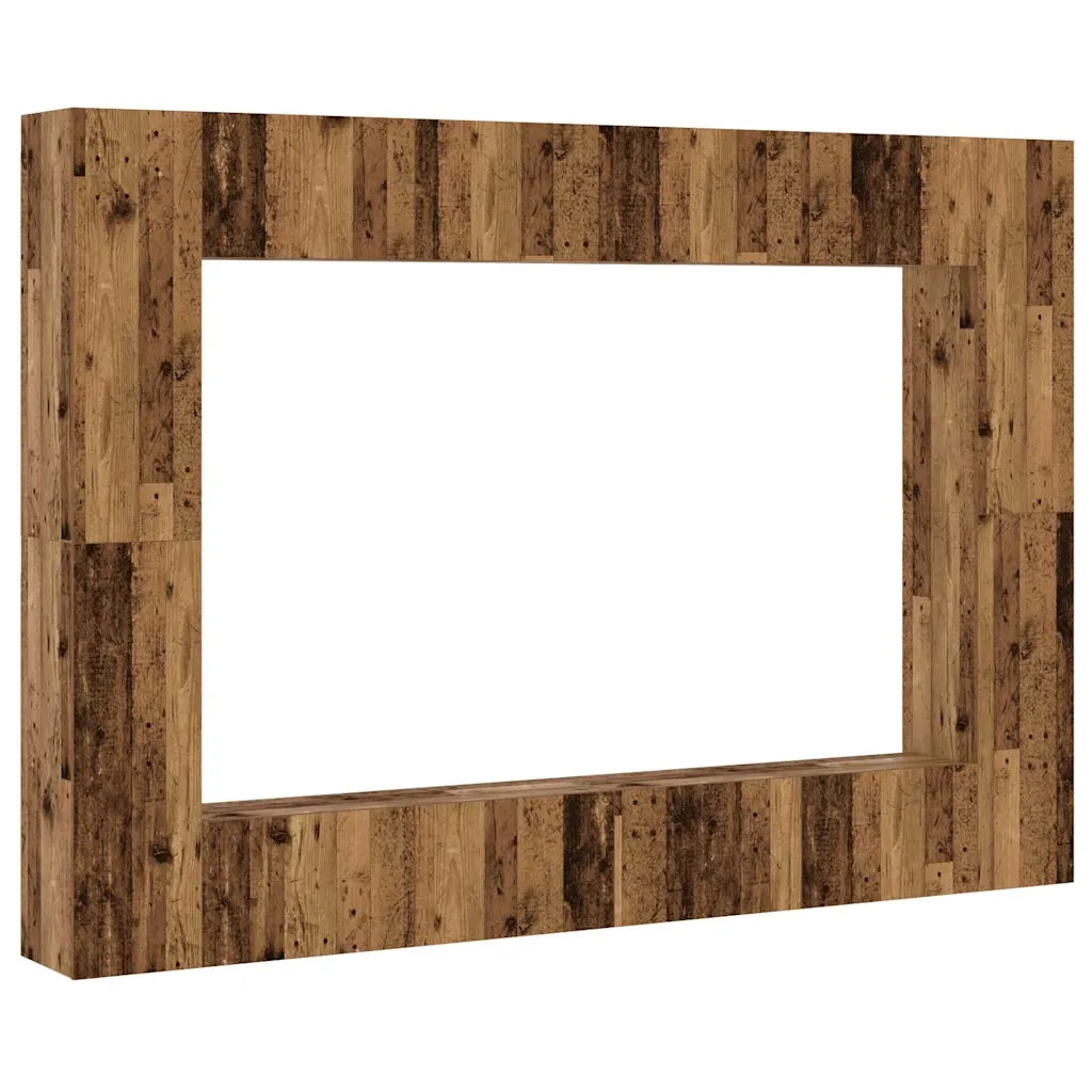 Set Mobile TV 8 pz Montato a Parete Legno Antico in Truciolato 3328977