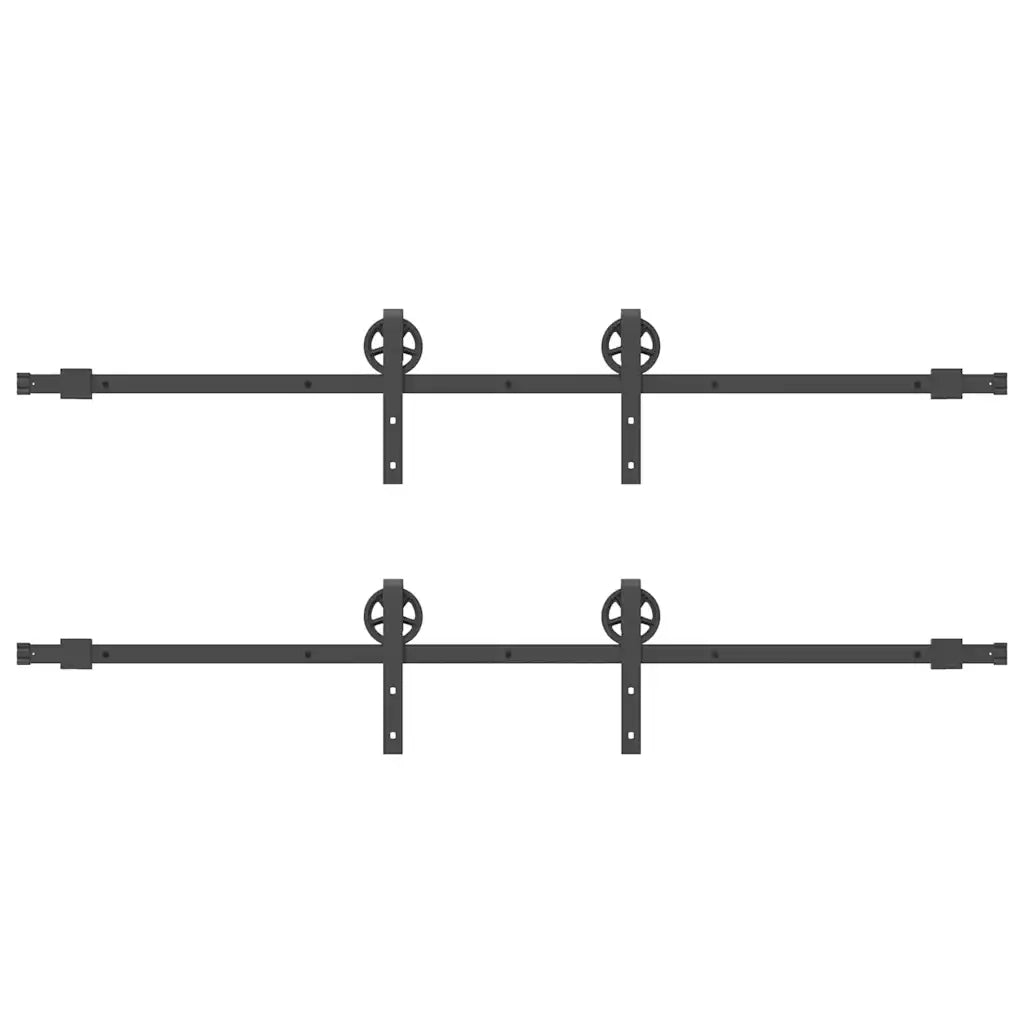 Kit di Binari per Porte Scorrevoli 400 cm Acciaio Nero CFW7558065
