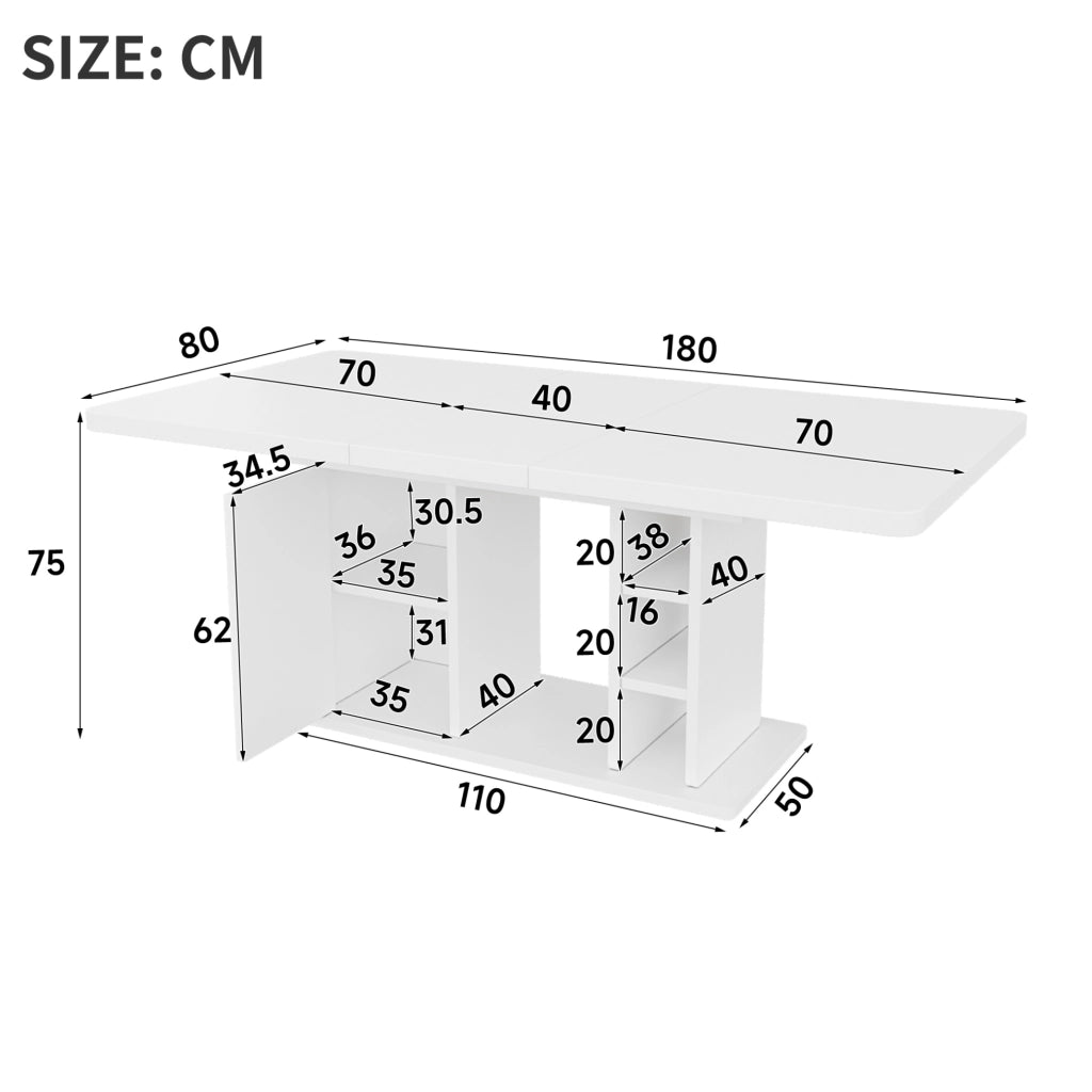 Tavolo da pranzo allungabile 140/180 x 80 cm bianco con contenitore