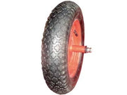 RUOTA PER CARRIOLA PNEUMATICA CON CARRARMATO PERNO MM.12X210  perno mm.12x210, interasse mm.150    ALTE