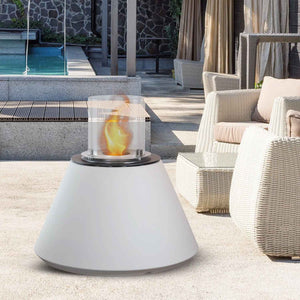 Stromboli - Camino a bioetanolo da terra, braciere da giardino ø 60xH56 cm, colore bianco