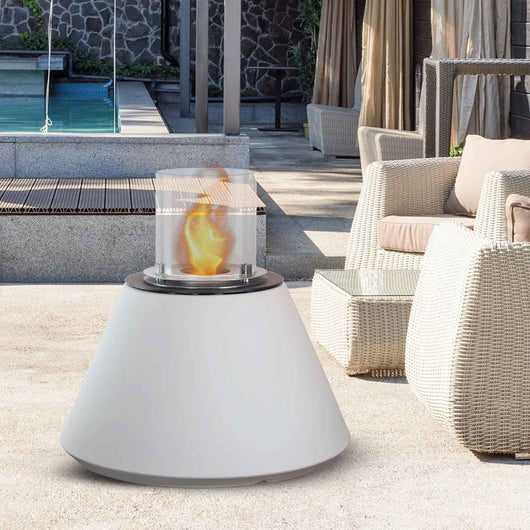 Stromboli - Camino a bioetanolo da terra, braciere da giardino ø 60xH56 cm, colore bianco