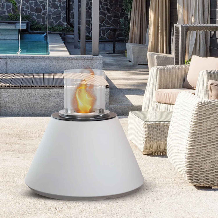 Stromboli - Camino a bioetanolo da terra, braciere da giardino ø 60xH56 cm, colore bianco
