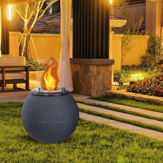 Botticelli - Camino a bioetanolo da terra, braciere da giardino ø 40xH54 cm, colore grigio