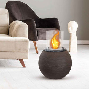 Botticelli - Camino a bioetanolo da terra, braciere da giardino ø 40xH54 cm, colore marrone