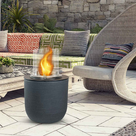 Raffaello - Camino a bioetanolo da terra, braciere da giardino ø 35xH55 cm, colore grigio