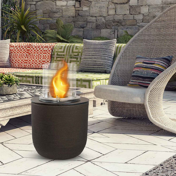 Raffaello - Camino a bioetanolo da terra, braciere da giardino ø 35xH55 cm, colore marrone