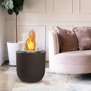 Raffaello - Camino a bioetanolo da terra, braciere da giardino ø 35xH55 cm, colore marrone