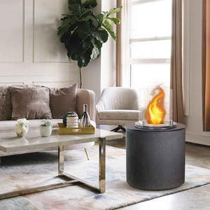 Modigliani - Camino a bioetanolo da terra, braciere da giardino ø 36xH56 cm, colore grigio