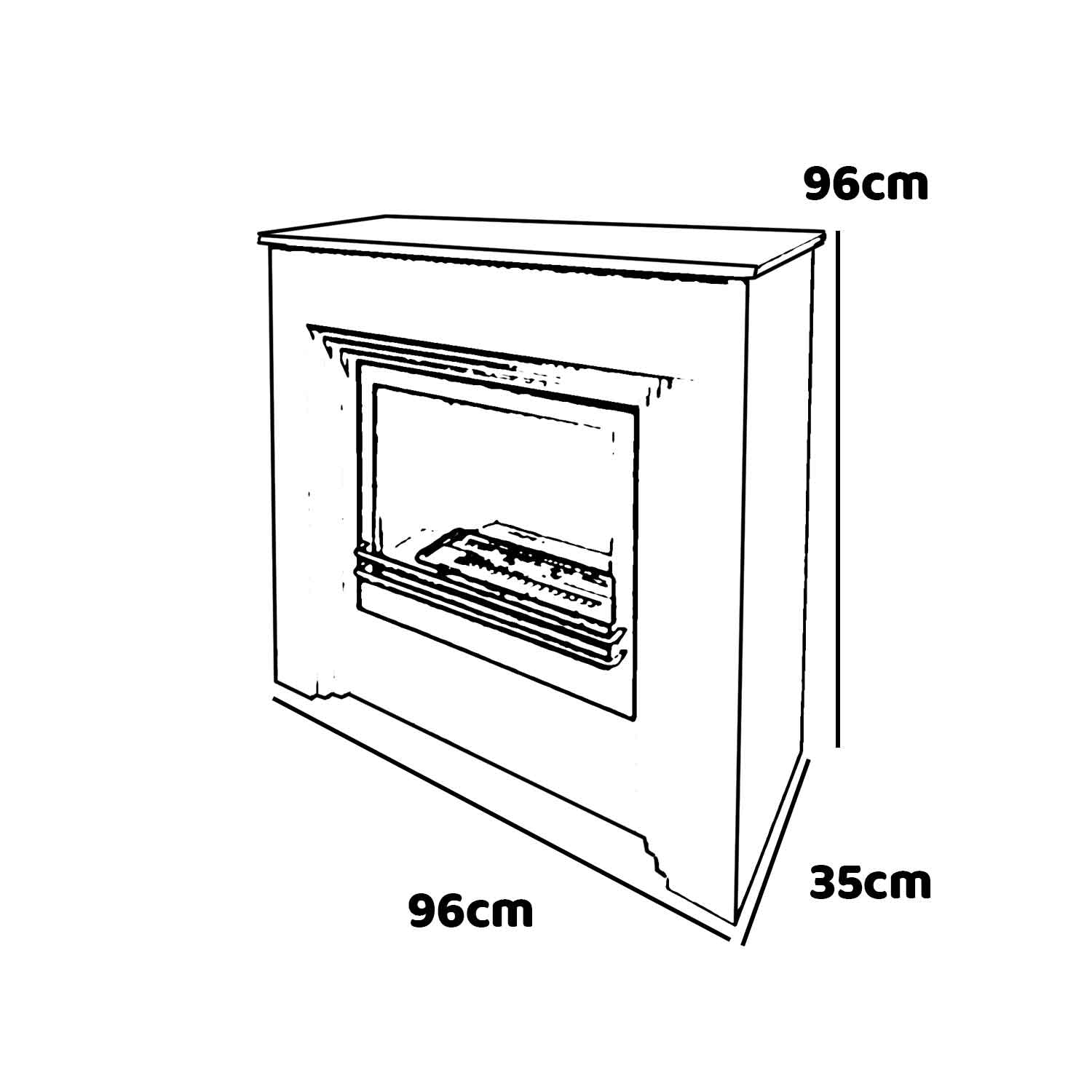 Bellini - Camino a bioetanolo da terra 96x35xH96 cm, effetto cemento