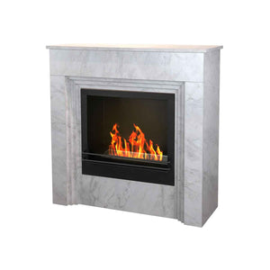 Bellini - Camino a bioetanolo da terra 96x35xH96 cm, effetto marmo bianco