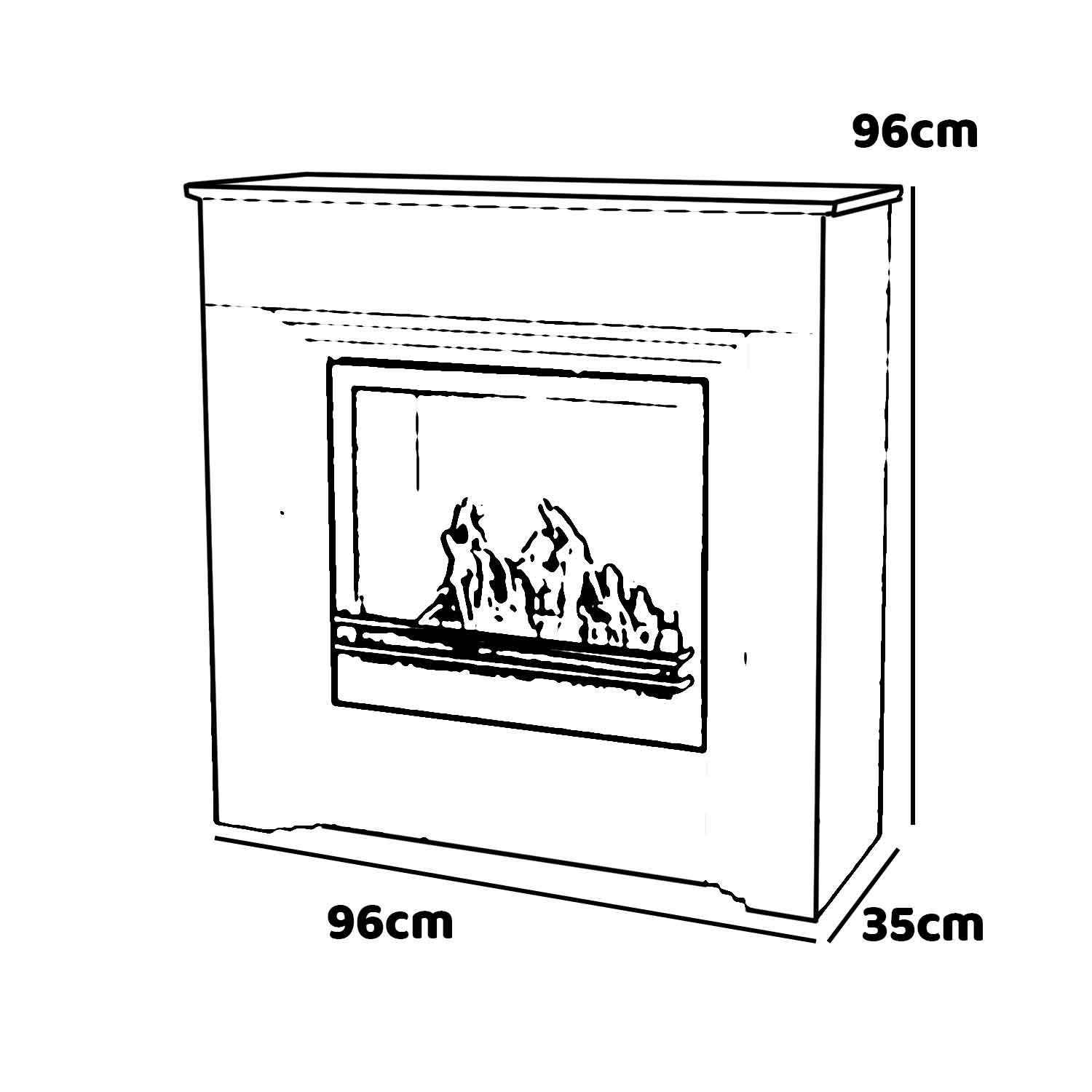 Bellini - Camino a bioetanolo da terra 96x35xH96 cm, effetto marmo bianco