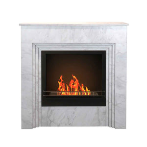 Bellini - Camino a bioetanolo da terra 96x35xH96 cm, effetto marmo bianco