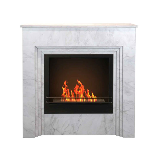 Bellini - Camino a bioetanolo da terra 96x35xH96 cm, effetto marmo bianco