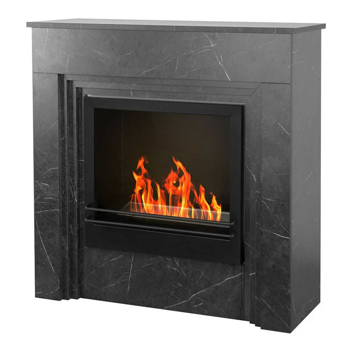 Bellini - Camino a bioetanolo da terra 96x35xH96 cm, effetto marmo nero