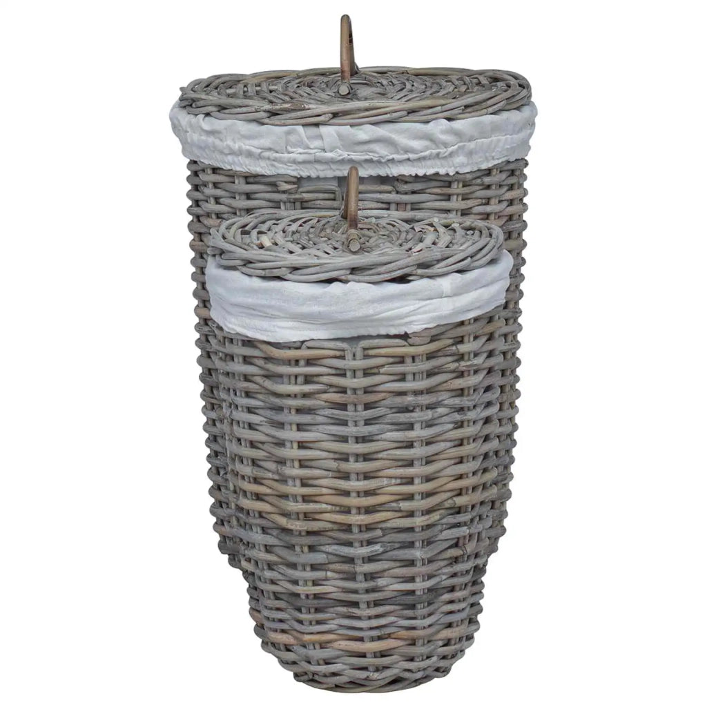 Cesto per la biancheria con coperchio 2 pcs Grigio Kubu 42020973