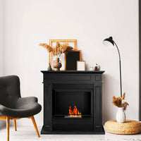 Jefferson - Camino a bioetanolo da terra in legno 89,5x28xH90,5 cm, colore nero