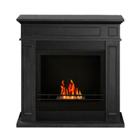 Jefferson - Camino a bioetanolo da terra in legno 89,5x28xH90,5 cm, colore nero