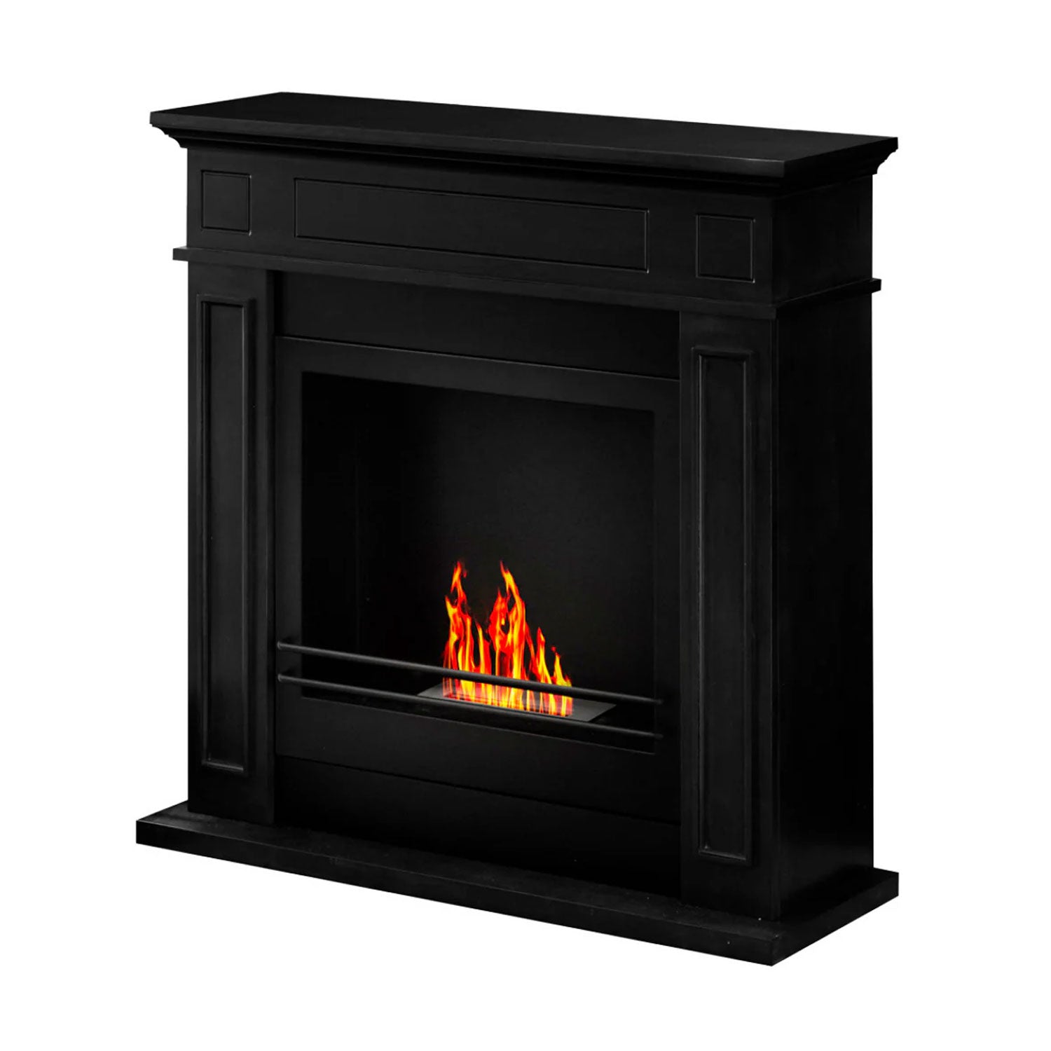 Jefferson - Camino a bioetanolo da terra in legno 89,5x28xH90,5 cm, colore nero