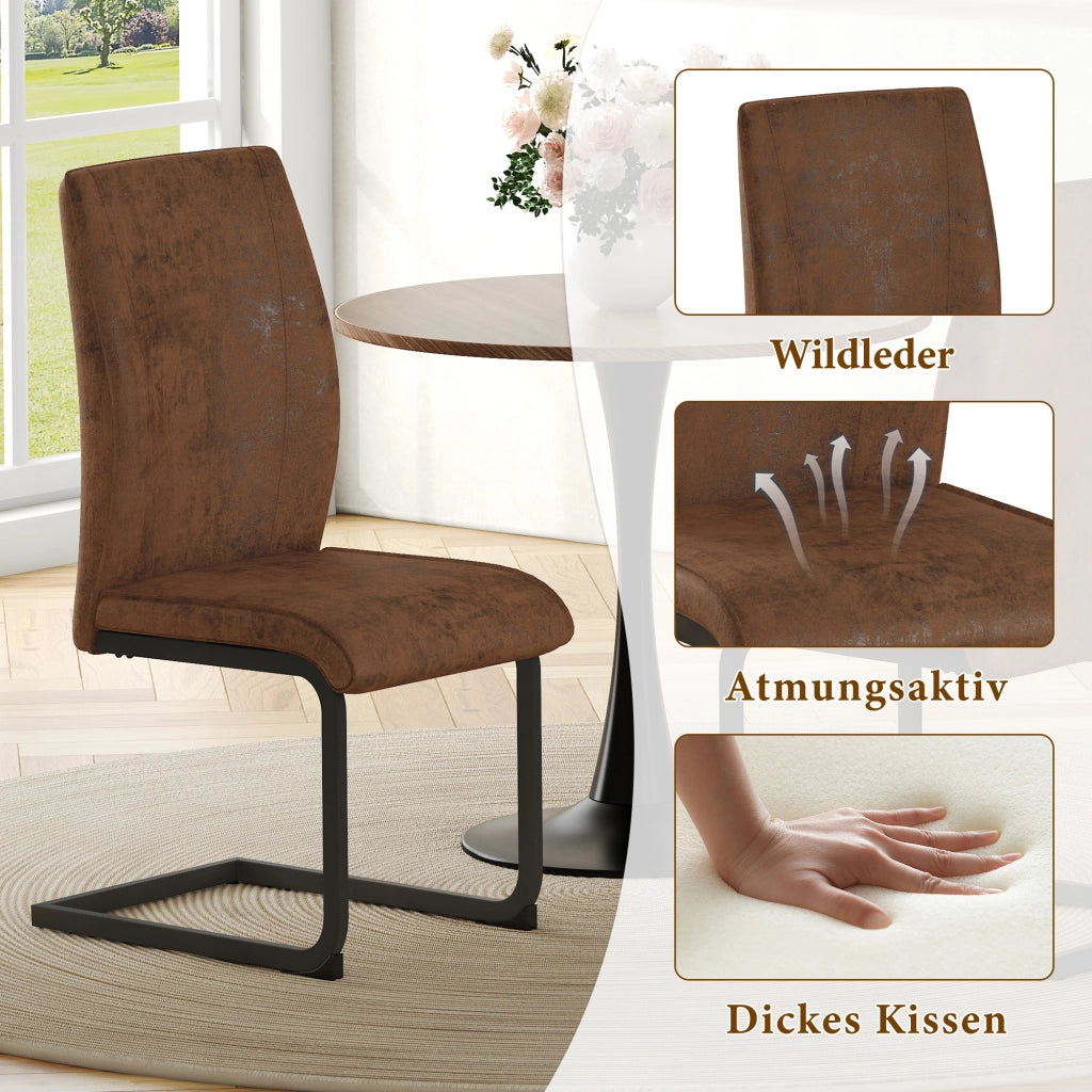 SEDIA da pranzo ergonomica Set da 2 pezzi 43x44,5x5 cm tessuto marrone