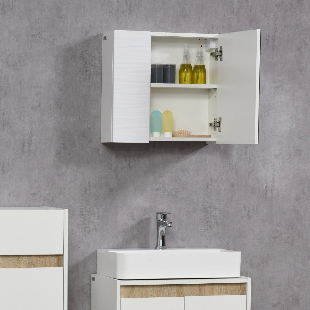 Armadietto Bagno con Specchio ¨C zephmum ¨C 48x15x45 cm, Bianco