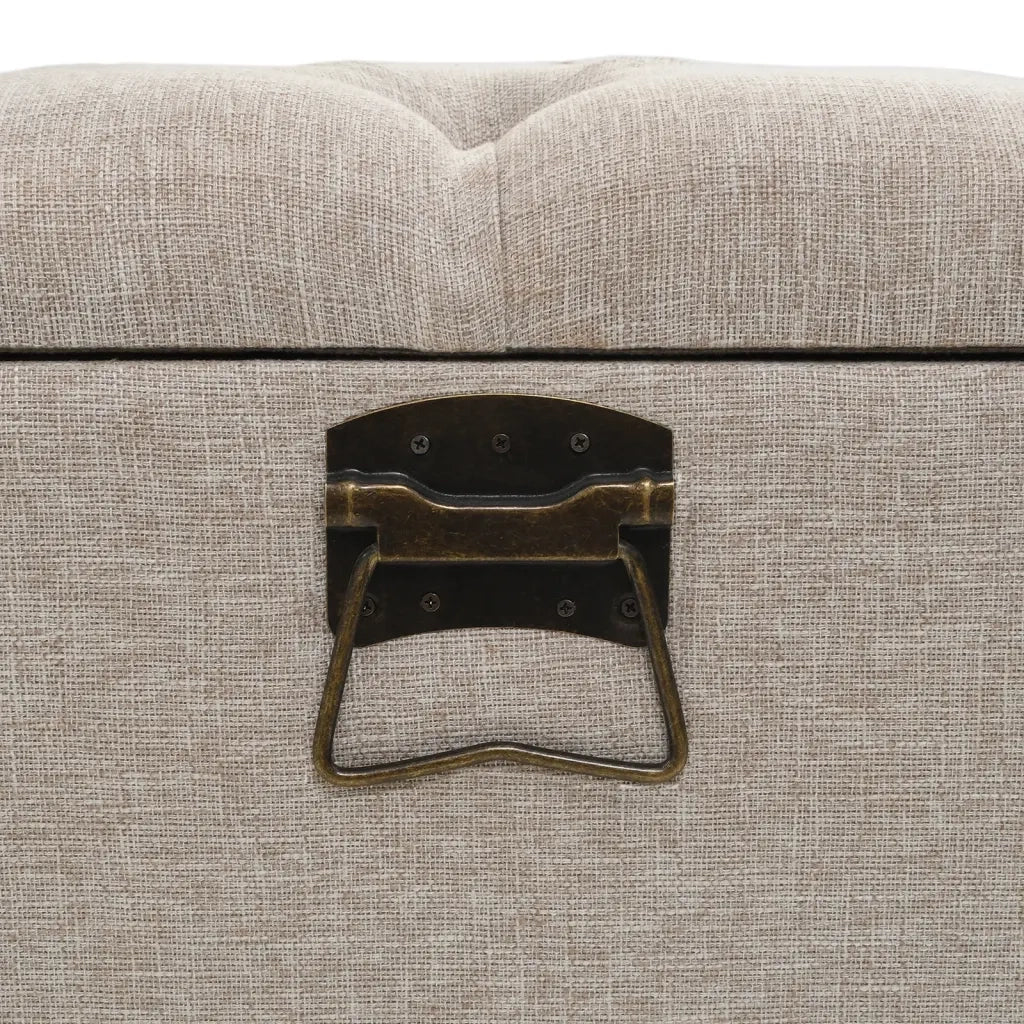 Cassapanca con Schienale-Baule-Armadietto contenitore 110 cm Crema in Tessuto