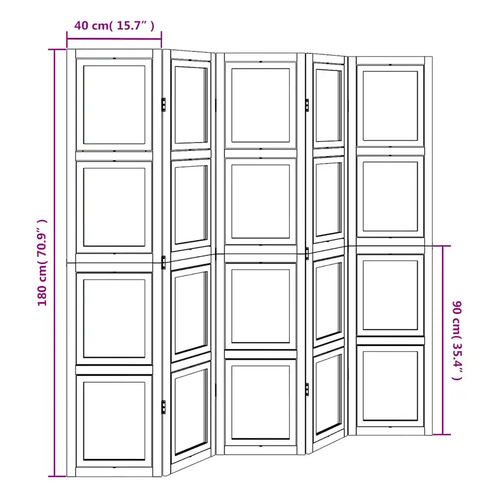 Divisorio Ambienti | Divider per stanze | Paravento 5Pannelli Bianco Legno Massello di Paulownia