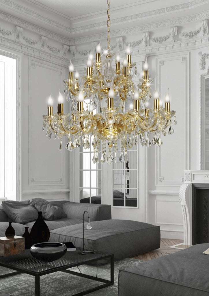 Lampadario Candellux Maria oro cristallo classico 28xE14