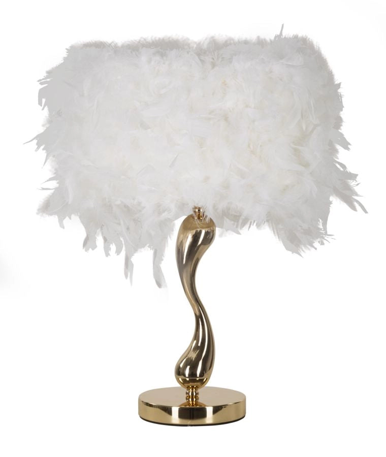 Lampada da Tavolo Cart Bianca Ø25x47 cm in Ferro e Plastica Oro e Bianco