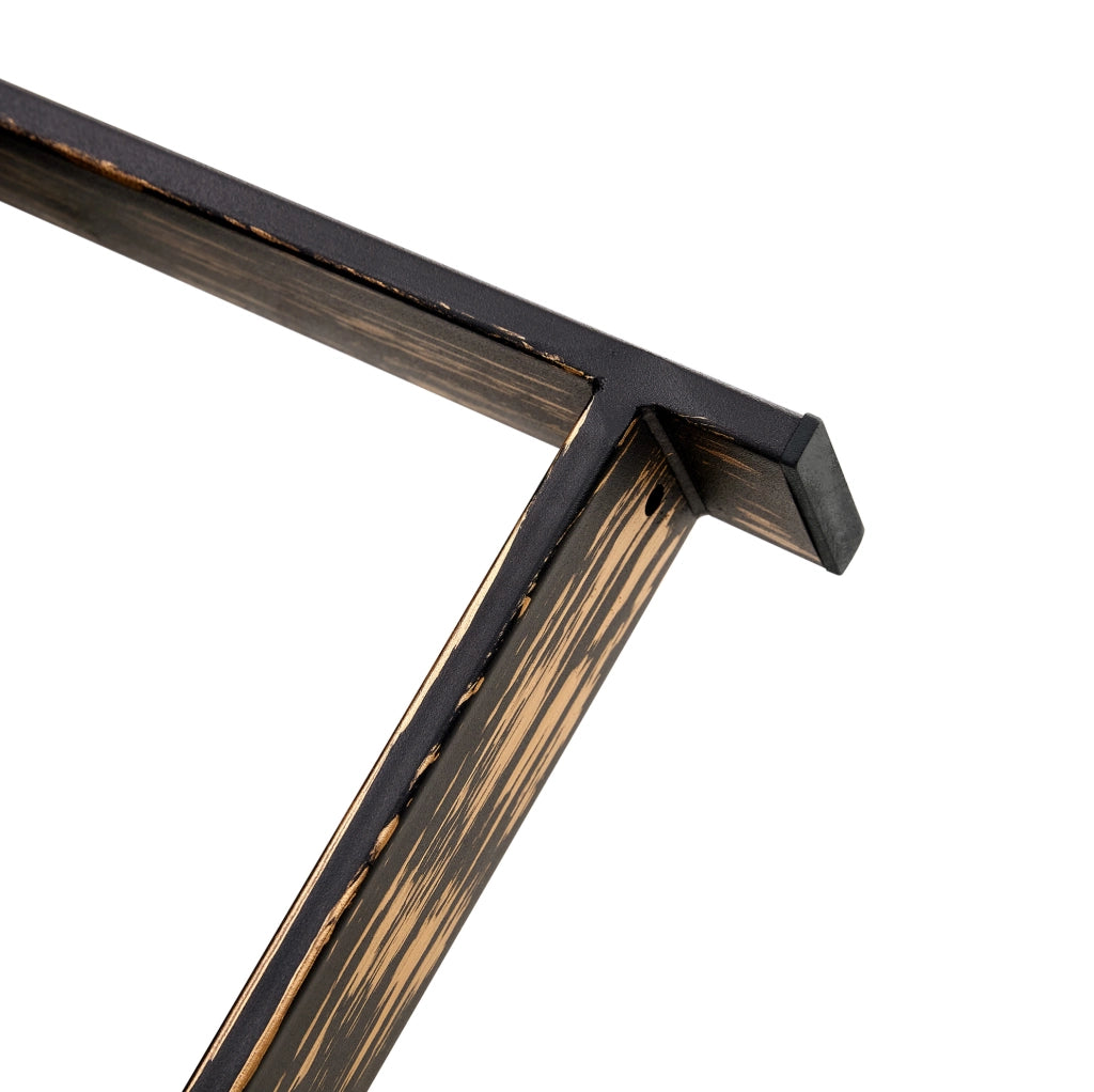 Tavolino rotondo 68x36 cm con piano effetto legno nero; base a croce in metallo; nero