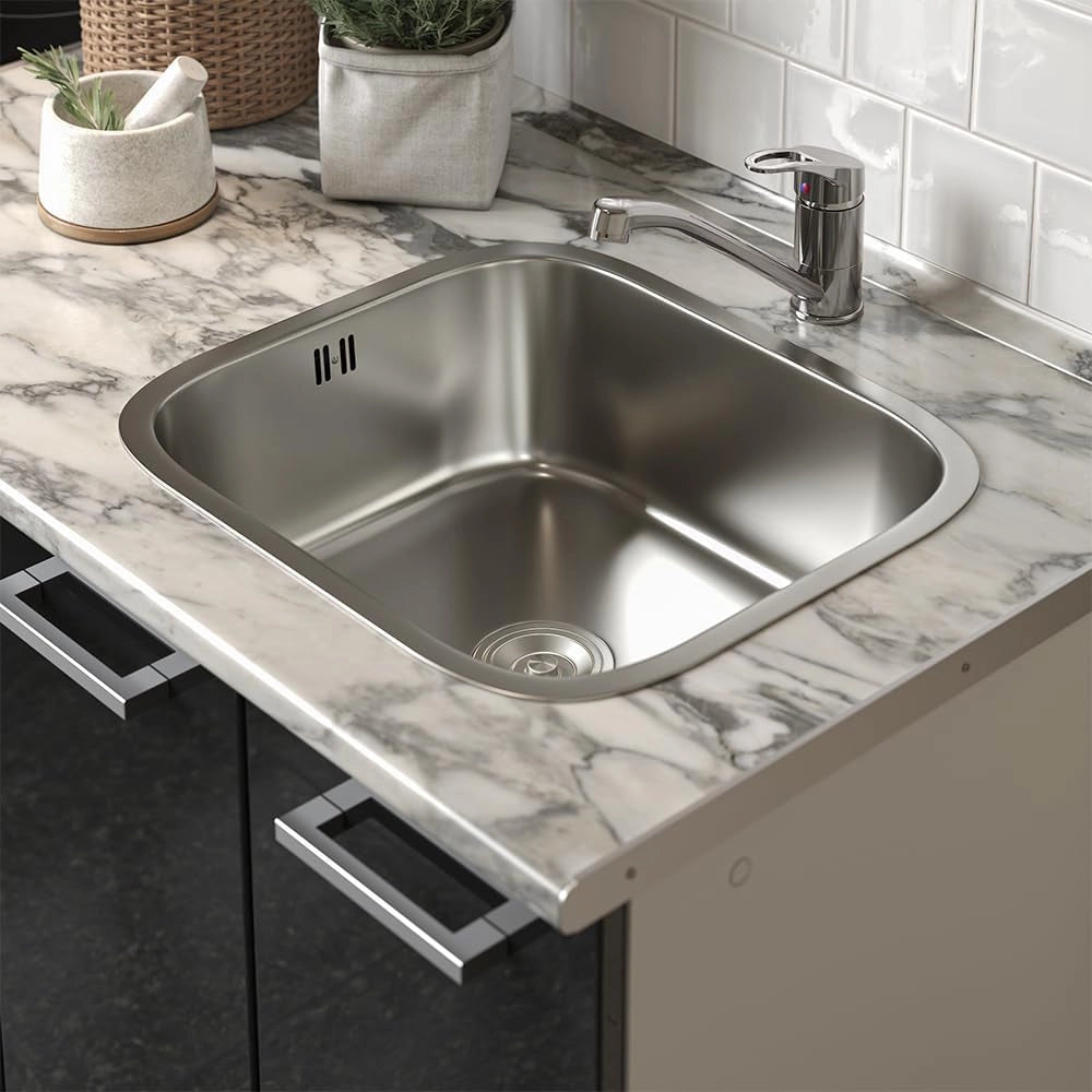 Cucina completa R-Line, Nero lucido/bianco, 160 cm con base forno e lavello con PT