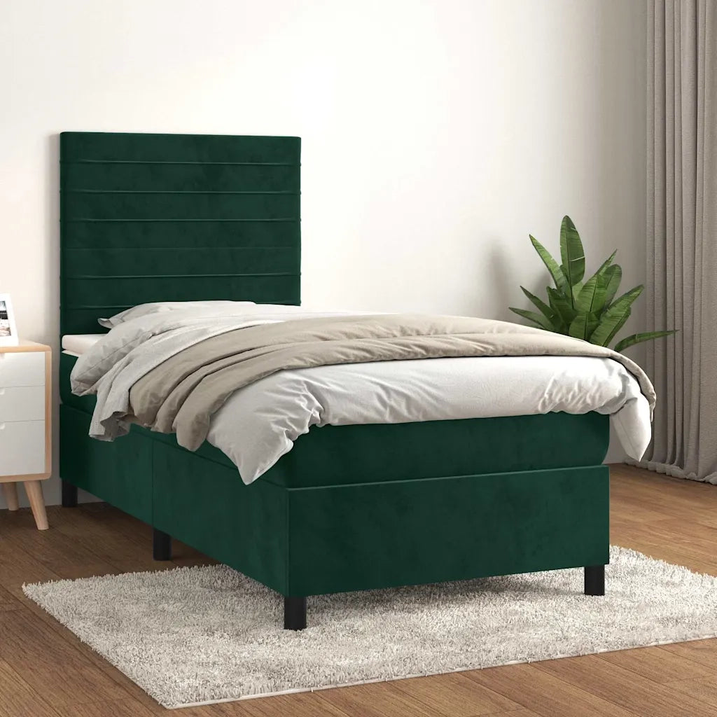 Giroletto a Molle con Materasso Verde Scuro 80x200 cm Velluto 3143052