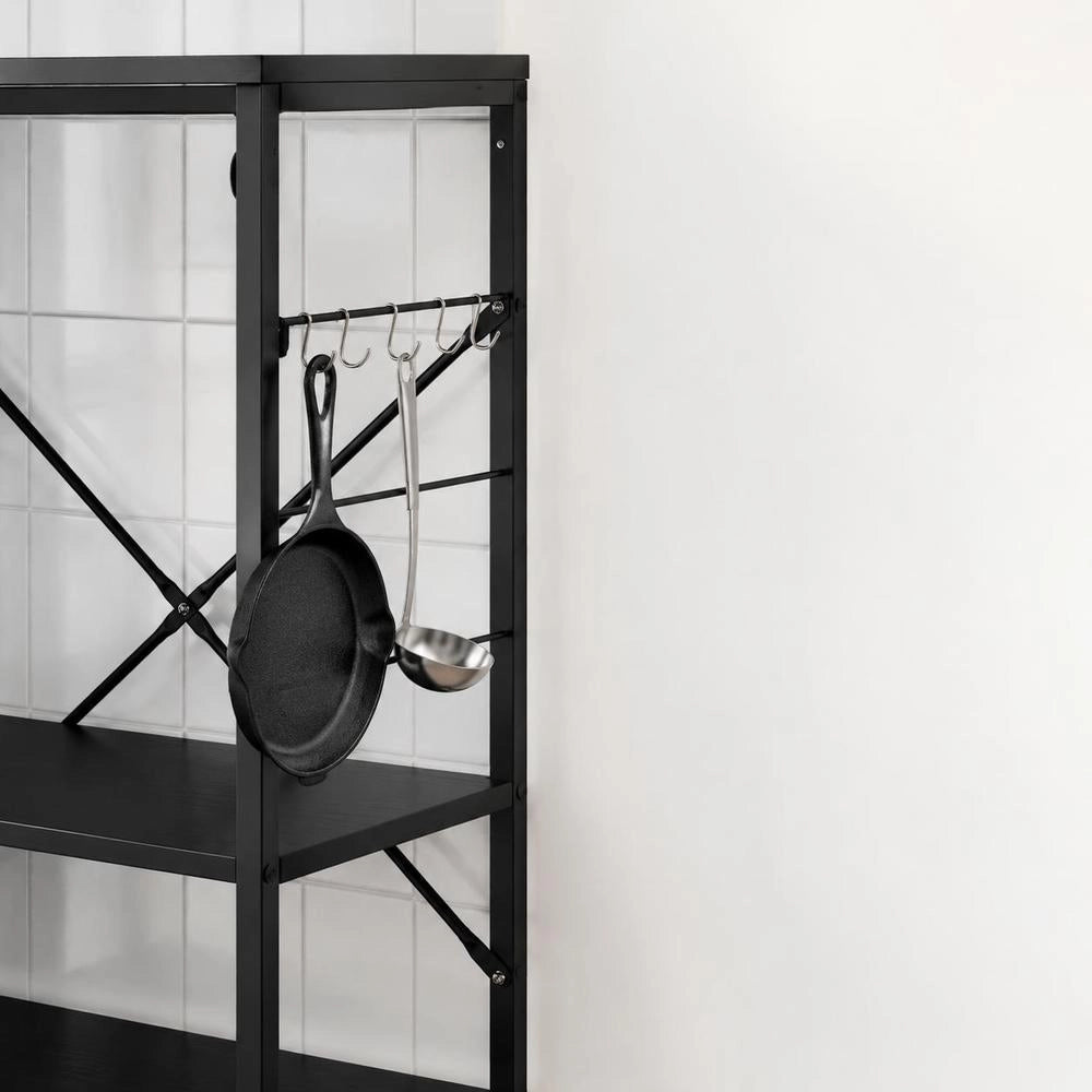 Microwave Shelf, Black, 60x39.6x79.5 Cm, Wood-based Material