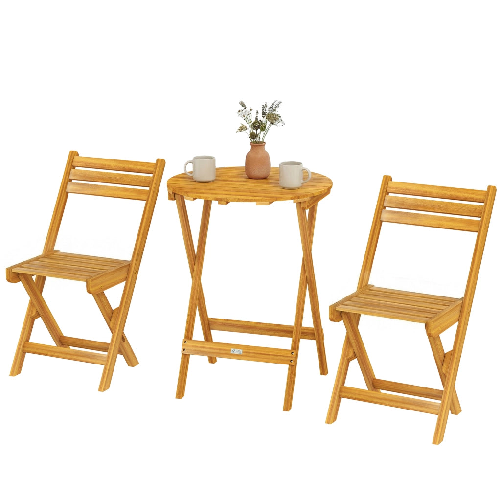 Tavolo da pranzo pieghevole con 2 sedie ¨C Minimal ¨C legno, naturale, 60x60x75 cm